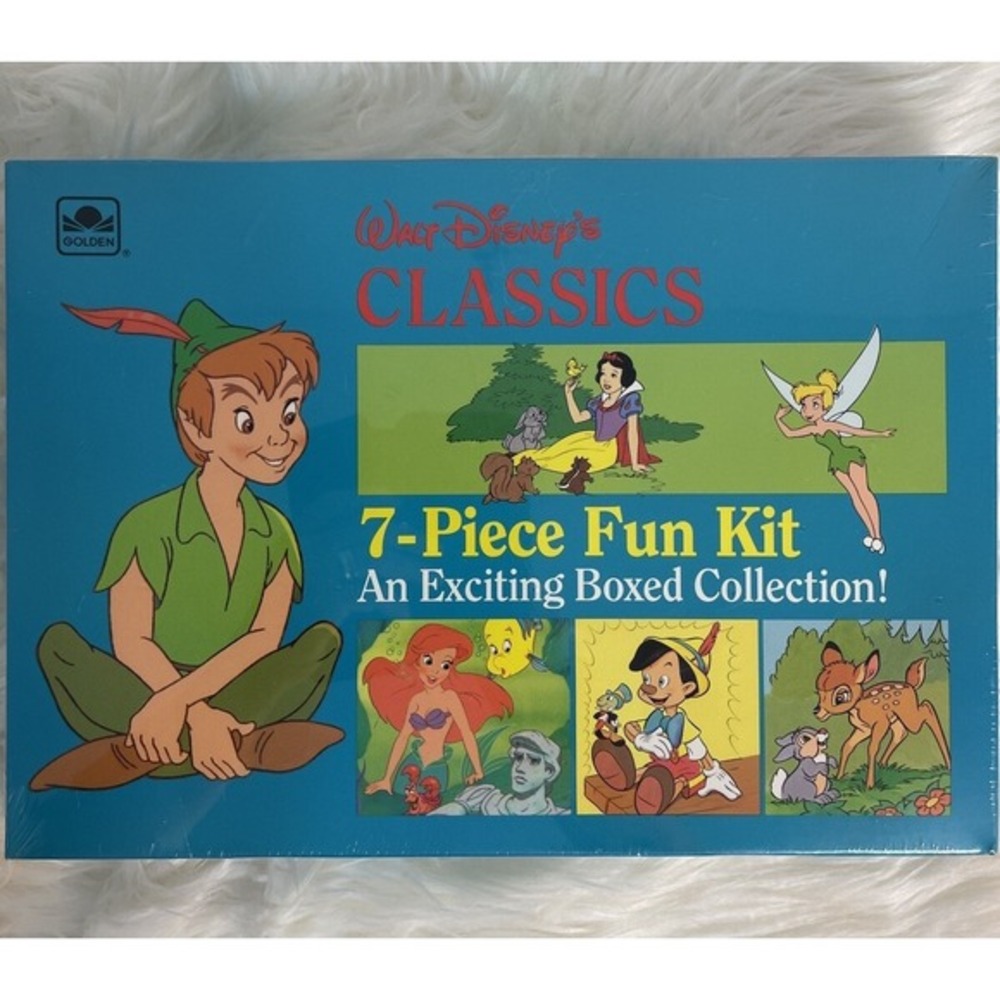 Walt Disney Classics 7‎ Piece Fun Kit Golden Coloring Books Stickers NOS Vintage